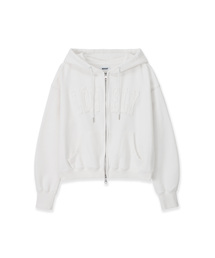 LONELY/LOVELY CROP HOODIE ZIP-UP WHITE