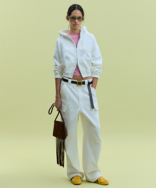NOHANT(ノアン)の「LONELY/LOVELY CROP HOODIE ZIP-UP WHITE(パーカー・レディース・ホワイト・SMALL/MEDIUM)」の7枚目の写真