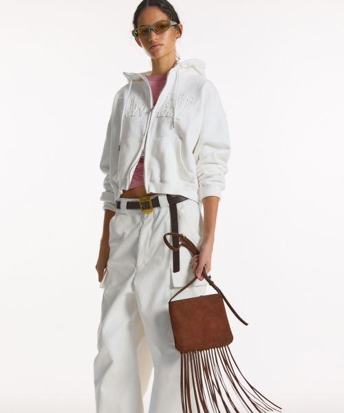 NOHANT(ノアン)の「LONELY/LOVELY CROP HOODIE ZIP-UP WHITE(パーカー・レディース・ホワイト・SMALL/MEDIUM)」の3枚目の写真