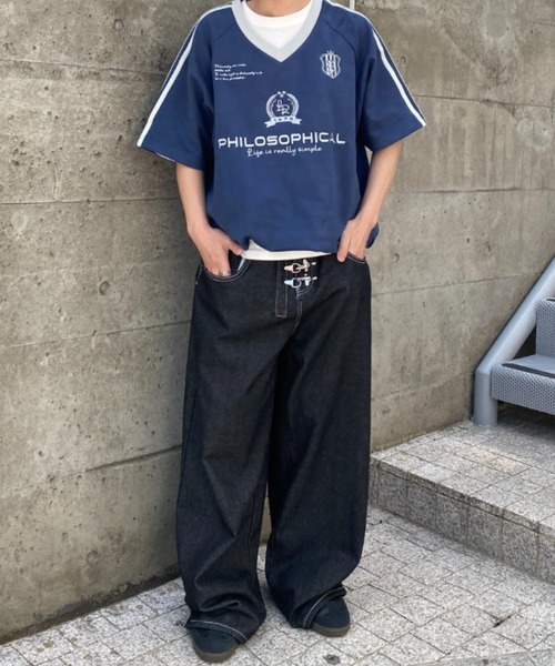 link lot(リンクロット)の「フェイクスエード Vネックサイドライン ドローコード付き ゲームシャツ(Tシャツ/カットソー・メンズ・チャコール/アイボリー/ネイビー・L/M)」の13枚目の写真