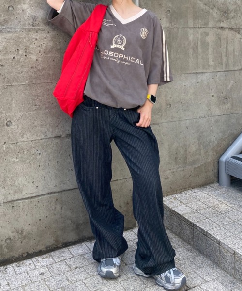 link lot(リンクロット)の「フェイクスエード Vネックサイドライン ドローコード付き ゲームシャツ(Tシャツ/カットソー・メンズ・チャコール/アイボリー/ネイビー・L/M)」の9枚目の写真
