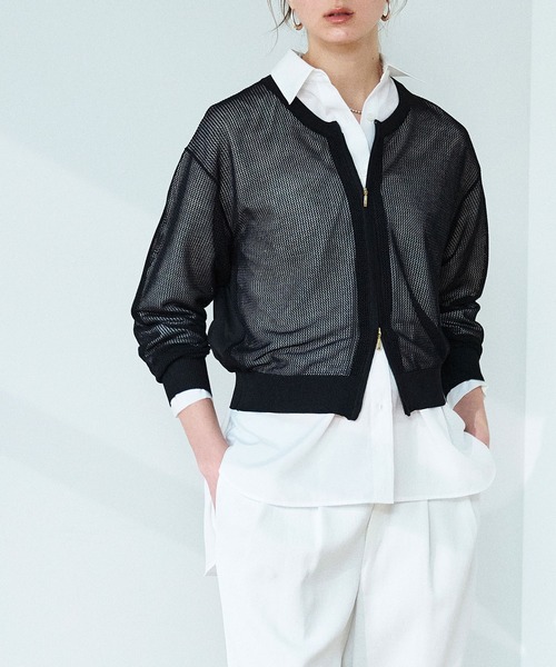 N.O.R.C（ノーク）の「メッシュニットシフォンコンビブルゾン（ブルゾン・レディース・オフホワイト/ブラック・フリー）」の10枚目の写真