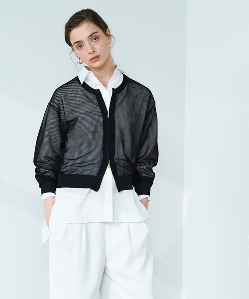 N.O.R.C（ノーク）の「メッシュニットシフォンコンビブルゾン（ブルゾン・レディース・オフホワイト/ブラック・フリー）」の12枚目の写真