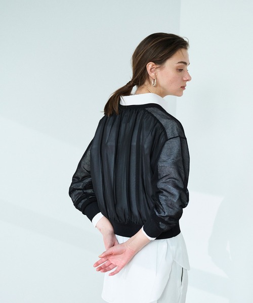 N.O.R.C（ノーク）の「メッシュニットシフォンコンビブルゾン（ブルゾン・レディース・オフホワイト/ブラック・フリー）」の13枚目の写真