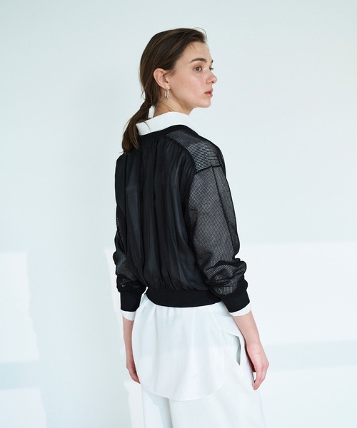 N.O.R.C（ノーク）の「メッシュニットシフォンコンビブルゾン（ブルゾン・レディース・オフホワイト/ブラック・フリー）」の18枚目の写真
