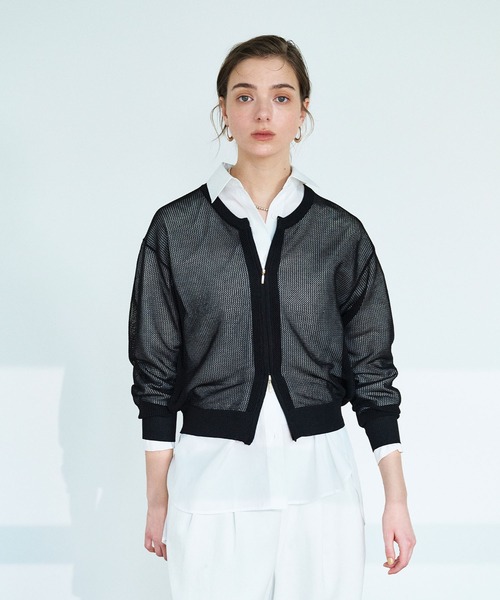 N.O.R.C（ノーク）の「メッシュニットシフォンコンビブルゾン（ブルゾン・レディース・オフホワイト/ブラック・フリー）」の11枚目の写真