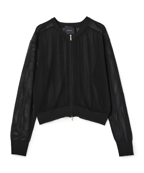 N.O.R.C（ノーク）の「メッシュニットシフォンコンビブルゾン（ブルゾン・レディース・オフホワイト/ブラック・フリー）」の3枚目の写真