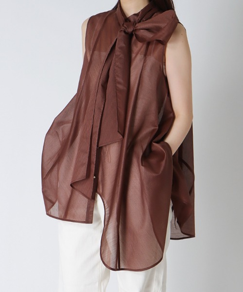 sheer stripe bow tie blouse(シアーストライプボウタイブラウス