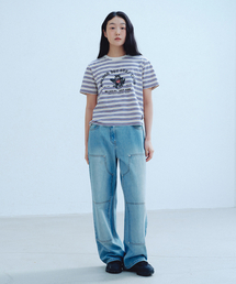 anchor boy stripe s/s t-shirt(womens) ivory