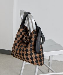 ear PAPILLONNER（イアパピヨネ）の「雑材柄ワンハンドルバッグL《A4サイズ対応》（かごバッグ）」