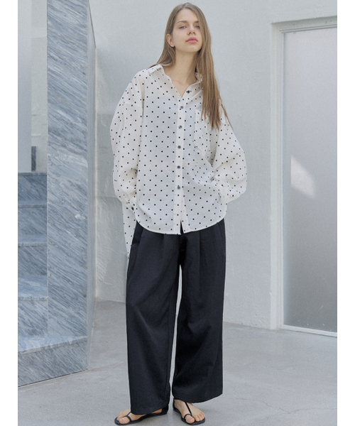 AVANT-G(アバン)の「Dot Linen Overfit Shirt - IVORY(シャツ/ブラウス・レディース・その他・FREE)」の2枚目の写真