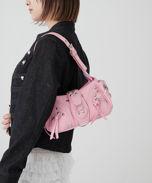 WHO'S WHO gallery(フーズフーギャラリー)の「【WEB限定】スタッズジップショルダーバッグ(ショルダーバッグ・レディース・ブラック/レッド/ピンク/ブラウン・FREE)」の15枚目の写真