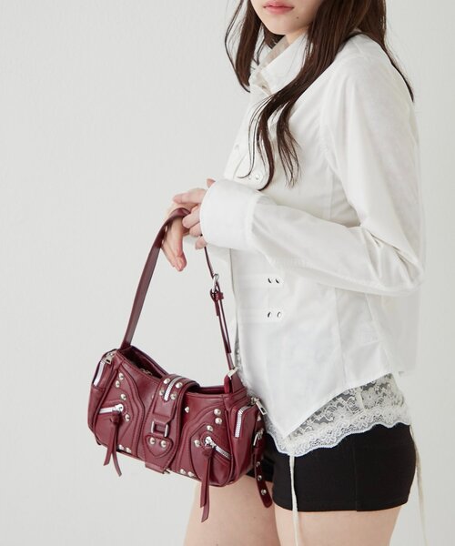 WHO'S WHO gallery(フーズフーギャラリー)の「【WEB限定】スタッズジップショルダーバッグ(ショルダーバッグ・レディース・ブラック/レッド/ピンク/ブラウン・FREE)」の17枚目の写真