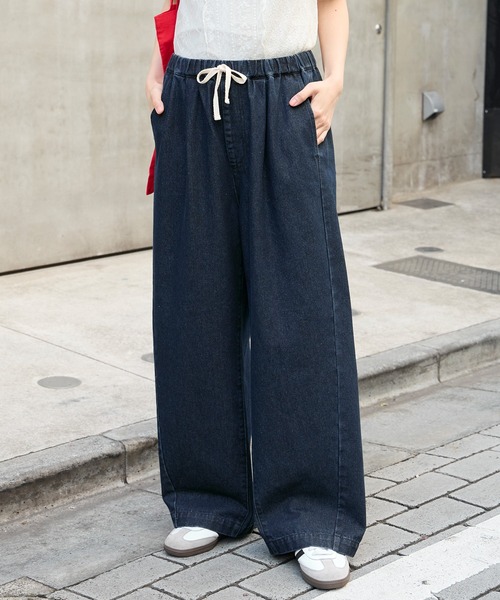 セール】10.5oz タックワイドシルエット イージー カーブデニムパンツ