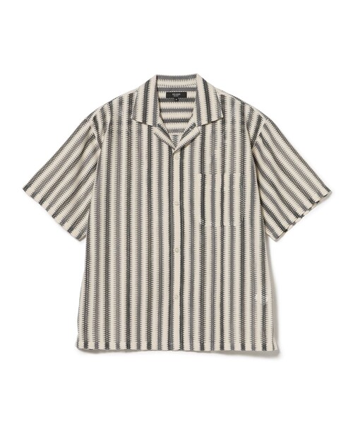 BEAMS HEART(ビームスハート)の「ストライプ メッシュレース オープンカラーシャツ(シャツ/ブラウス・メンズ・ブラック/ブラウン・LARGE/MEDIUM/SMALL)」の9枚目の写真