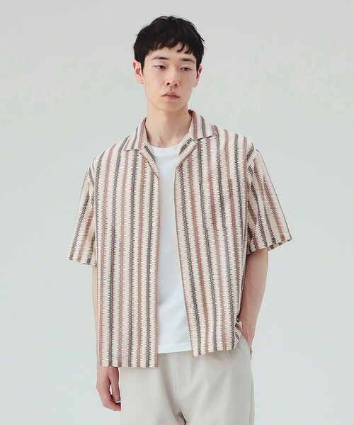 BEAMS HEART(ビームスハート)の「ストライプ メッシュレース オープンカラーシャツ(シャツ/ブラウス・メンズ・ブラック/ブラウン・LARGE/MEDIUM/SMALL)」の14枚目の写真