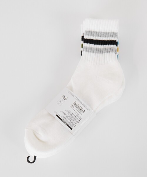FRUIT OF THE LOOM（フルーツオブザルーム）の「【FRUIT OF THE LOOM/フルーツ・オブ・ザ・ルーム】3Pカラフルラインクルーソックス/3足パッククルーソックス/ユニセックス（ソックス/靴下・メンズ・ホワイト系その他2/ホワイト系その他・フリー）」の5枚目の写真