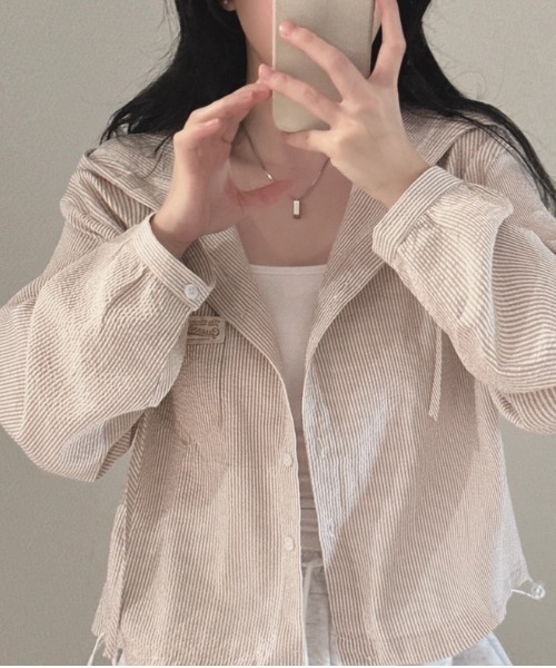 ViViDAY(ビビデー)の「ボーダー柄フードシャツ(Tシャツ/カットソー・レディース・サックスブルー/ベージュ・M)」の10枚目の写真