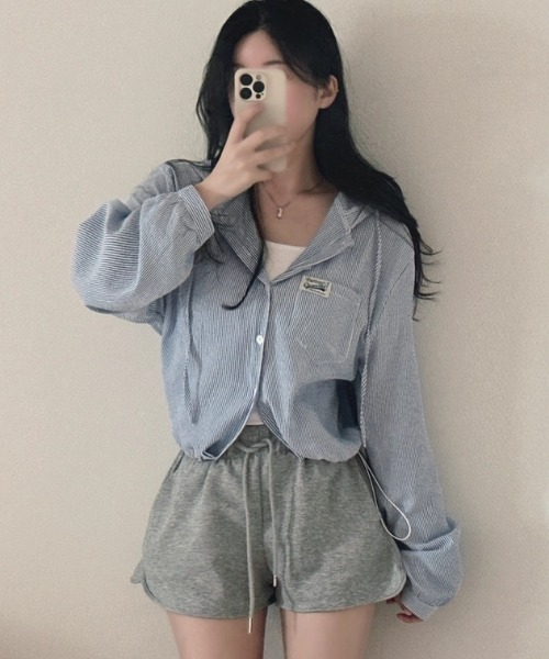 ViViDAY(ビビデー)の「ボーダー柄フードシャツ(Tシャツ/カットソー・レディース・サックスブルー/ベージュ・M)」の15枚目の写真