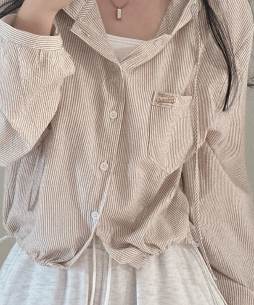 ViViDAY(ビビデー)の「ボーダー柄フードシャツ(Tシャツ/カットソー・レディース・サックスブルー/ベージュ・M)」の5枚目の写真