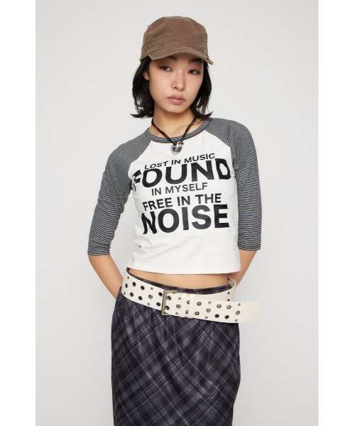 LAGUA GEM(ラグアジェム)の「SLEEVE BORDER RAGLAN トップス(Tシャツ/カットソー・レディース・ホワイト/ブラック・FREE)」の8枚目の写真