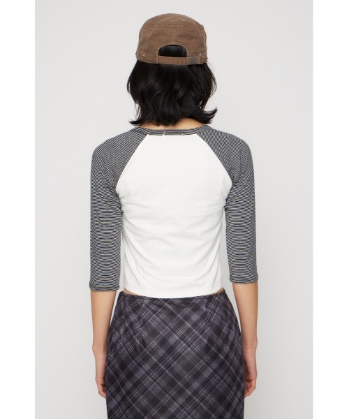 LAGUA GEM(ラグアジェム)の「SLEEVE BORDER RAGLAN トップス(Tシャツ/カットソー・レディース・ホワイト/ブラック・FREE)」の13枚目の写真