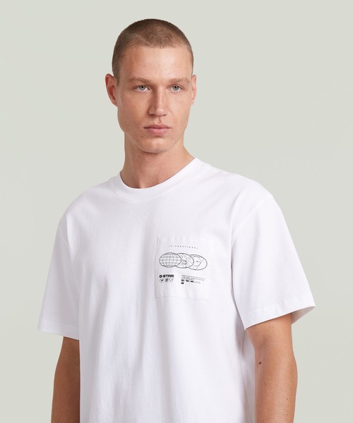 G-STAR(ジースター)の「Applique Graphic T-Shirt/アップリケグラフィックTシャツ(Tシャツ/カットソー・メンズ・グレー系その他/ホワイト・SMALL/MEDIUM/LARGE/X-LARGE/X-SMALL)」の4枚目の写真