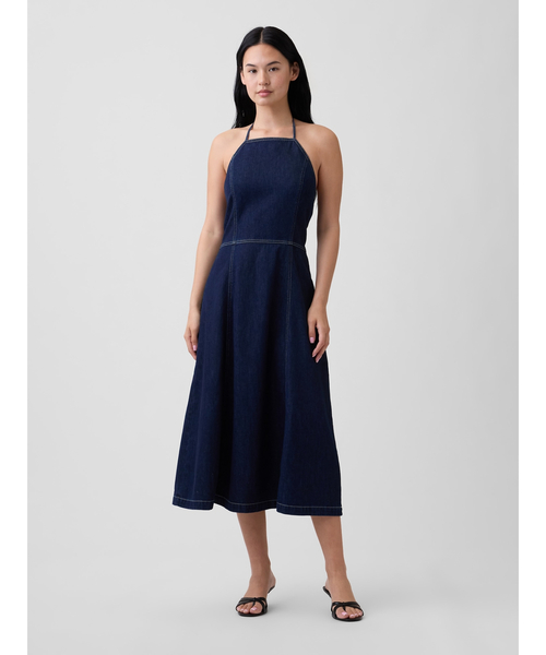 GAP(ギャップ)の「デニム ホルターネック ミディワンピース(ワンピース・レディース・インディゴブルー・XS/M/L/XXS/S)」の1枚目の写真