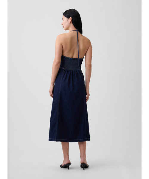 GAP(ギャップ)の「デニム ホルターネック ミディワンピース(ワンピース・レディース・インディゴブルー・XS/M/L/XXS/S)」の2枚目の写真