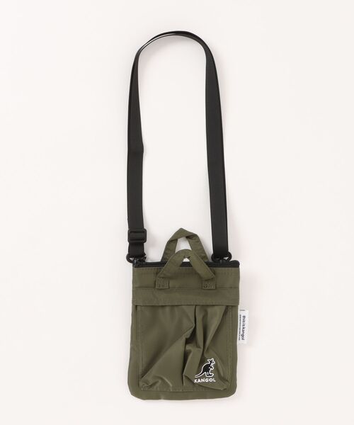 KANGOL（カンゴール）の「【KANGOL/カンゴール】ナイロン 3ポケット ミニショルダーポーチ / ショルダーバッグ（ショルダーバッグ・メンズ・ブラック/カーキ・FREE）」の2枚目の写真