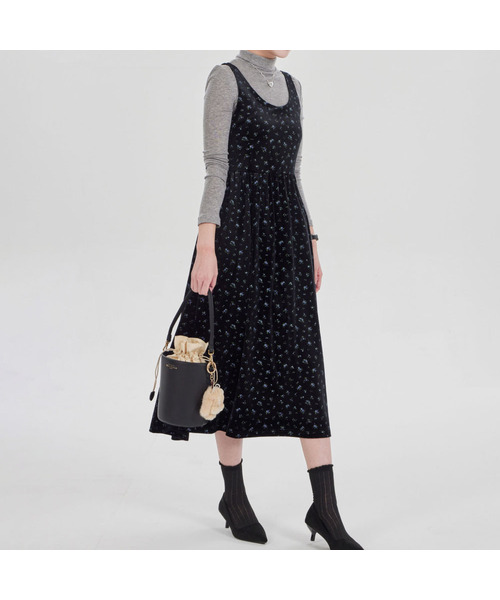 MAIA(マイア)の「ベルベットフラワーワンピース-ブルー(テンセルTシャツセット)(ワンピース・レディース・その他・MEDIUM/LARGE)」の1枚目の写真
