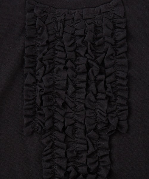 mizuiroind（ミズイロインド）の「[mizuiro ind/ミズイロインド] フレンチスリーブ フリルプルオーバー（Tシャツ/カットソー・レディース・ブラック/オフホワイト/ブルー・F）」の14枚目の写真
