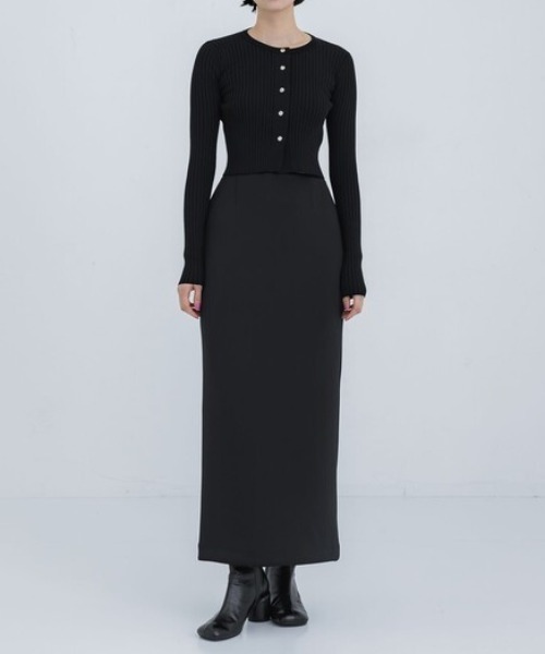 WRAPINKNOT（ラッピンノット）の「[WRAPINKNOT/ラッピンノット]EX.RIB CARDIGAN（Tシャツ/カットソー・レディース・イエロー/グレー/ブラック・0）」の2枚目の写真
