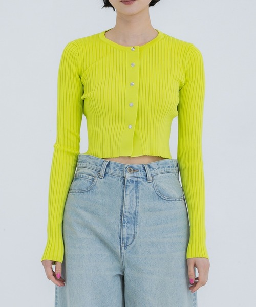 WRAPINKNOT（ラッピンノット）の「[WRAPINKNOT/ラッピンノット]EX.RIB CARDIGAN（Tシャツ/カットソー・レディース・イエロー/グレー/ブラック・0）」の22枚目の写真