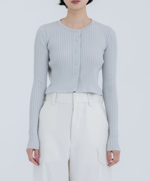WRAPINKNOT（ラッピンノット）の「[WRAPINKNOT/ラッピンノット]EX.RIB CARDIGAN（Tシャツ/カットソー・レディース・イエロー/グレー/ブラック・0）」の14枚目の写真
