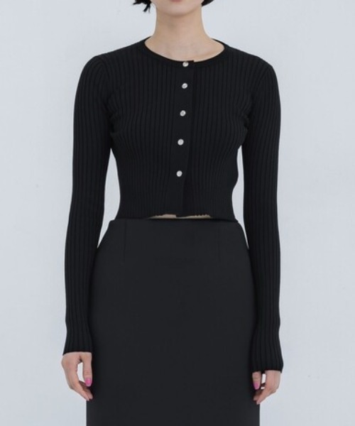 WRAPINKNOT（ラッピンノット）の「[WRAPINKNOT/ラッピンノット]EX.RIB CARDIGAN（Tシャツ/カットソー・レディース・イエロー/グレー/ブラック・0）」の5枚目の写真
