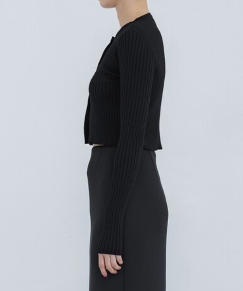 WRAPINKNOT（ラッピンノット）の「[WRAPINKNOT/ラッピンノット]EX.RIB CARDIGAN（Tシャツ/カットソー・レディース・イエロー/グレー/ブラック・0）」の6枚目の写真