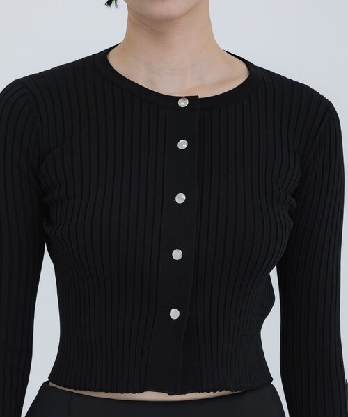 WRAPINKNOT（ラッピンノット）の「[WRAPINKNOT/ラッピンノット]EX.RIB CARDIGAN（Tシャツ/カットソー・レディース・イエロー/グレー/ブラック・0）」の8枚目の写真