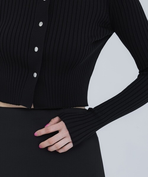 WRAPINKNOT（ラッピンノット）の「[WRAPINKNOT/ラッピンノット]EX.RIB CARDIGAN（Tシャツ/カットソー・レディース・イエロー/グレー/ブラック・0）」の11枚目の写真