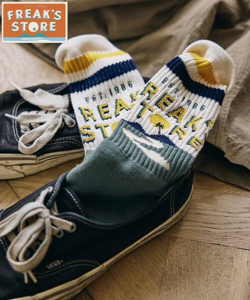 FREAK'S STORE(フリークスストア)の「FREAK'S STORE for BEACH & FES ジャカード チューブソックス(ソックス/靴下・メンズ・オフホワイト/ナチュラル/オレンジ・ONE SIZE)」の2枚目の写真