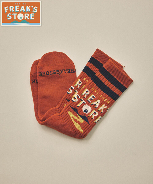 FREAK'S STORE(フリークスストア)の「FREAK'S STORE for BEACH & FES ジャカード チューブソックス(ソックス/靴下・メンズ・オフホワイト/ナチュラル/オレンジ・ONE SIZE)」の3枚目の写真