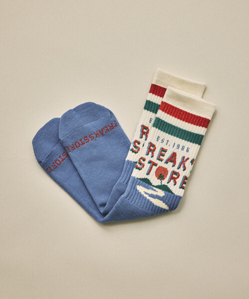 FREAK'S STORE(フリークスストア)の「FREAK'S STORE for BEACH & FES ジャカード チューブソックス(ソックス/靴下・メンズ・オフホワイト/ナチュラル/オレンジ・ONE SIZE)」の4枚目の写真