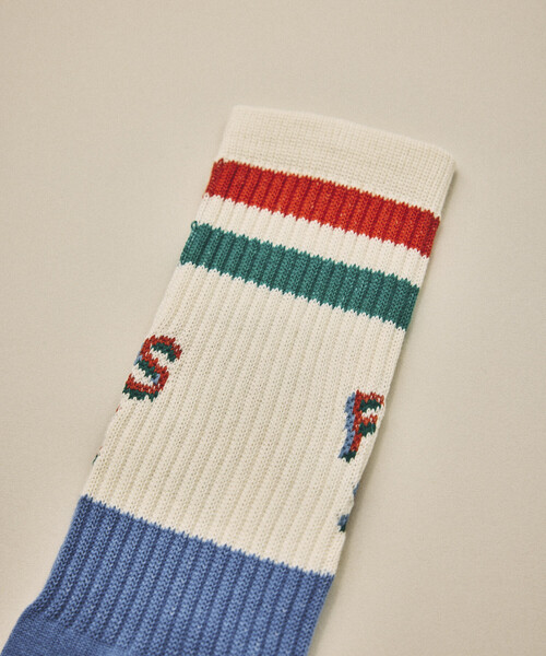 FREAK'S STORE(フリークスストア)の「FREAK'S STORE for BEACH & FES ジャカード チューブソックス(ソックス/靴下・メンズ・オフホワイト/ナチュラル/オレンジ・ONE SIZE)」の8枚目の写真