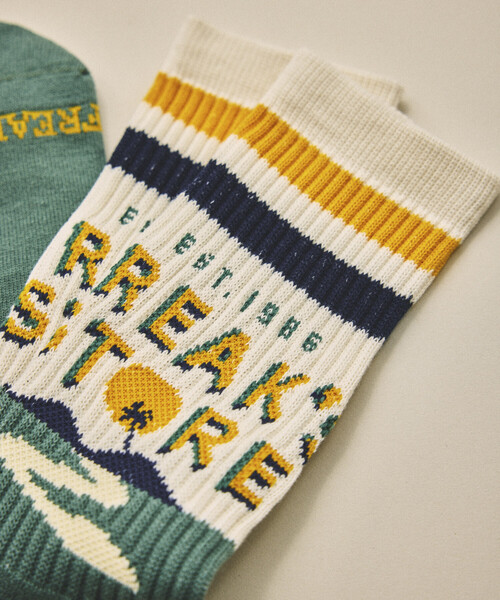 FREAK'S STORE(フリークスストア)の「FREAK'S STORE for BEACH & FES ジャカード チューブソックス(ソックス/靴下・メンズ・オフホワイト/ナチュラル/オレンジ・ONE SIZE)」の10枚目の写真