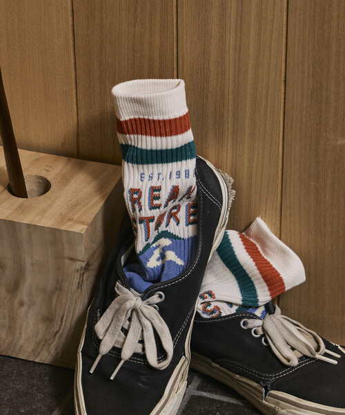 FREAK'S STORE(フリークスストア)の「FREAK'S STORE for BEACH & FES ジャカード チューブソックス(ソックス/靴下・メンズ・オフホワイト/ナチュラル/オレンジ・ONE SIZE)」の14枚目の写真