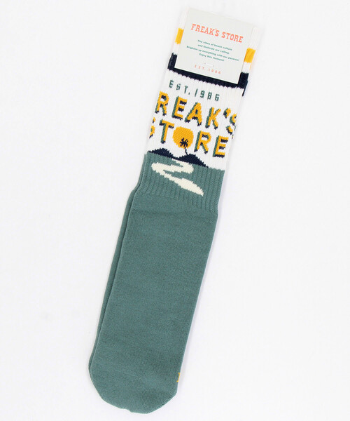 FREAK'S STORE(フリークスストア)の「FREAK'S STORE for BEACH & FES ジャカード チューブソックス(ソックス/靴下・メンズ・オフホワイト/ナチュラル/オレンジ・ONE SIZE)」の4枚目の写真