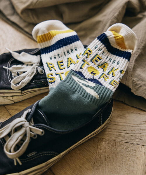 FREAK'S STORE(フリークスストア)の「FREAK'S STORE for BEACH & FES ジャカード チューブソックス(ソックス/靴下・メンズ・オフホワイト/ナチュラル/オレンジ・ONE SIZE)」の2枚目の写真