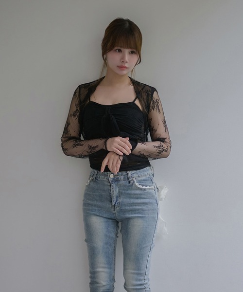 M DOLLY(エムドリー)の「Ribbon remi flare denim / リボンレミフレアデニム(デニムパンツ・レディース・ダークブルー・M/S)」の18枚目の写真