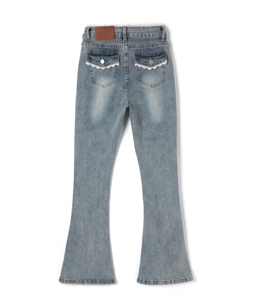 M DOLLY(エムドリー)の「Ribbon remi flare denim / リボンレミフレアデニム(デニムパンツ・レディース・ダークブルー・M/S)」の14枚目の写真