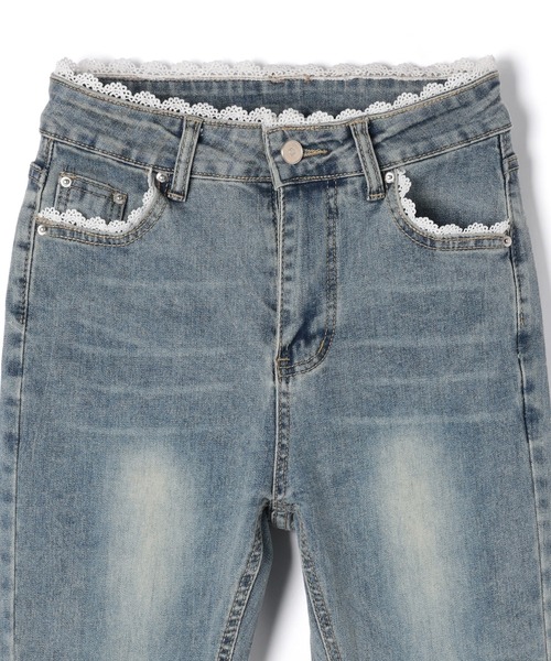 M DOLLY(エムドリー)の「Ribbon remi flare denim / リボンレミフレアデニム(デニムパンツ・レディース・ダークブルー・M/S)」の15枚目の写真